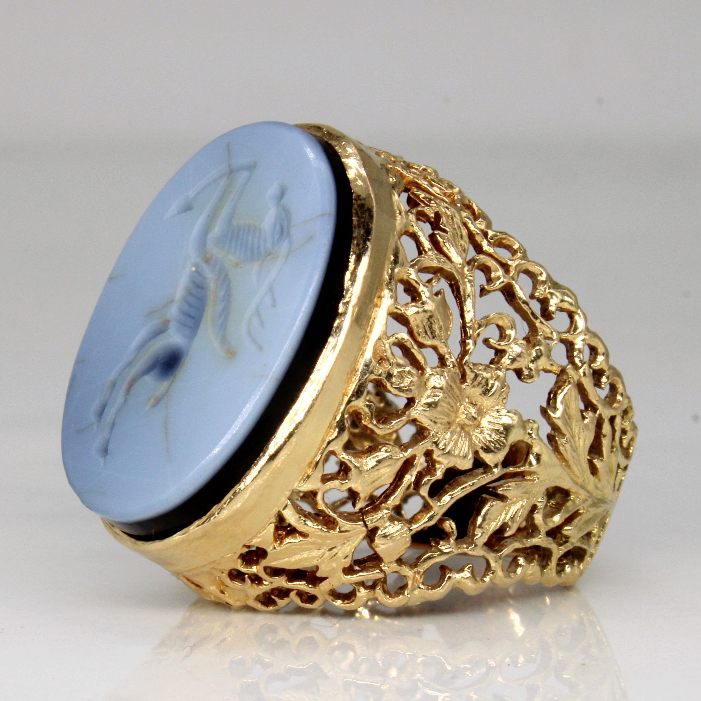 Intaglio Carved Onyx Ring | 11.00ct | SZ 7 |