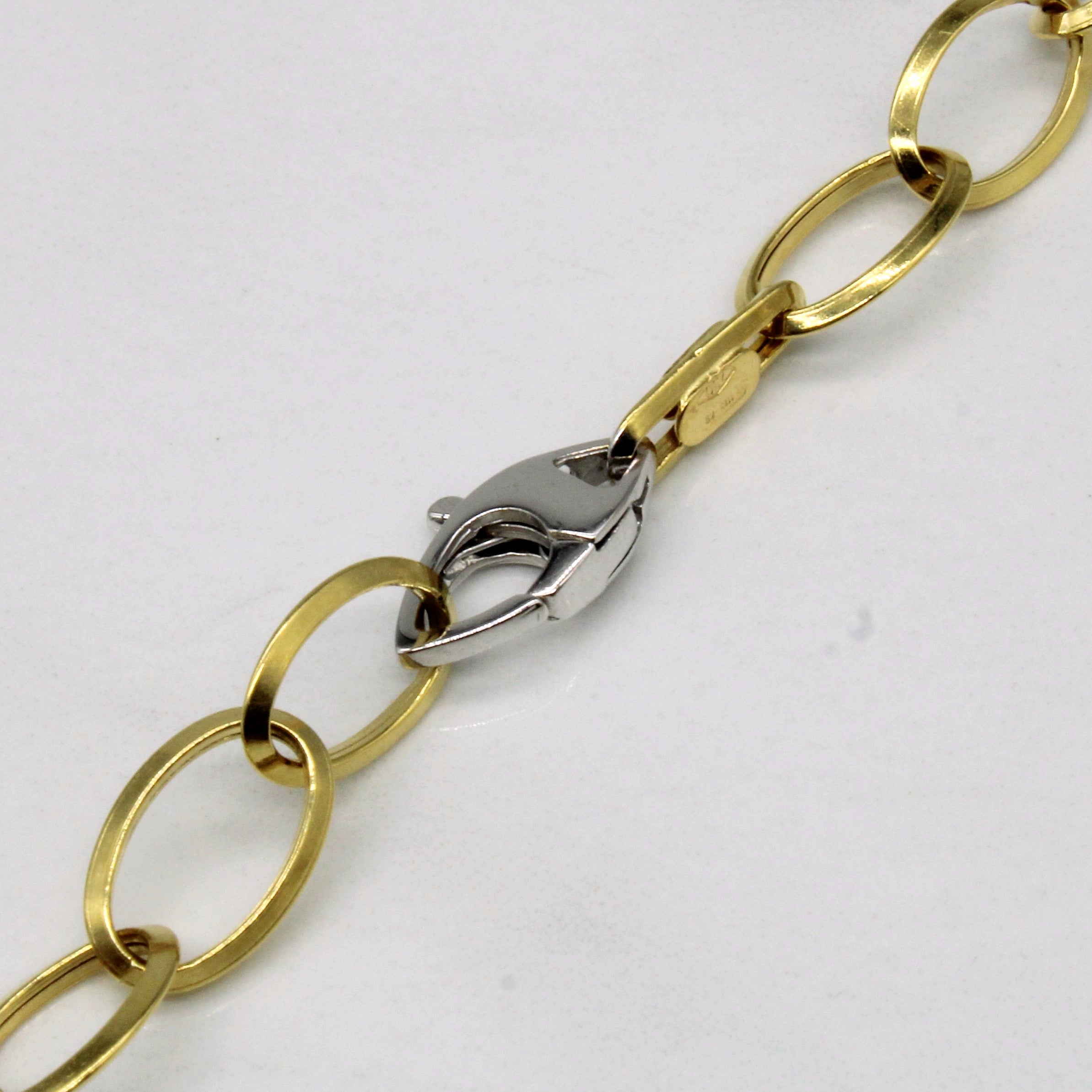 Italian 18k Two Tone Gold Drop Necklace | 17" |