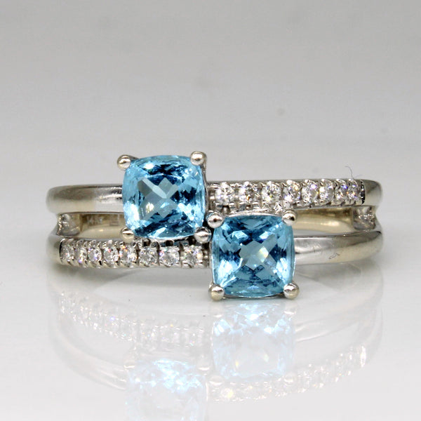 Blue Topaz & Diamond Ring | 1.00ctw, 0.08ctw | SZ 8.5 |