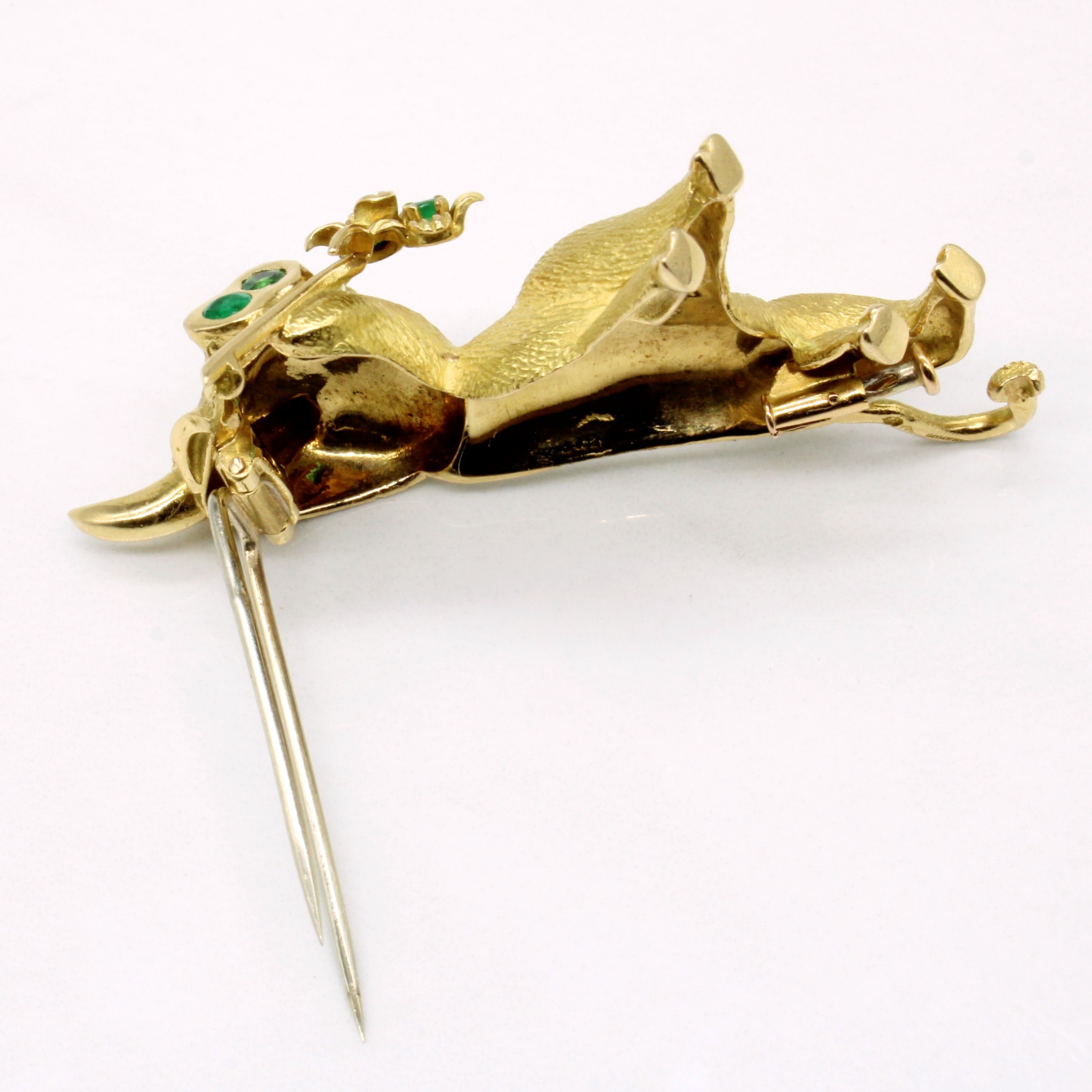 Emerald Bull Brooch | 0.55ctw |