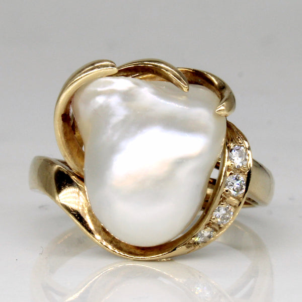 Baroque Pearl & Diamond Ring | 0.08ctw | SZ 6.75 |