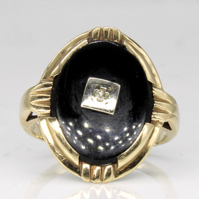 Onyx & Diamond Ring | 3.00ct, 0.02ct | SZ 6.5 |