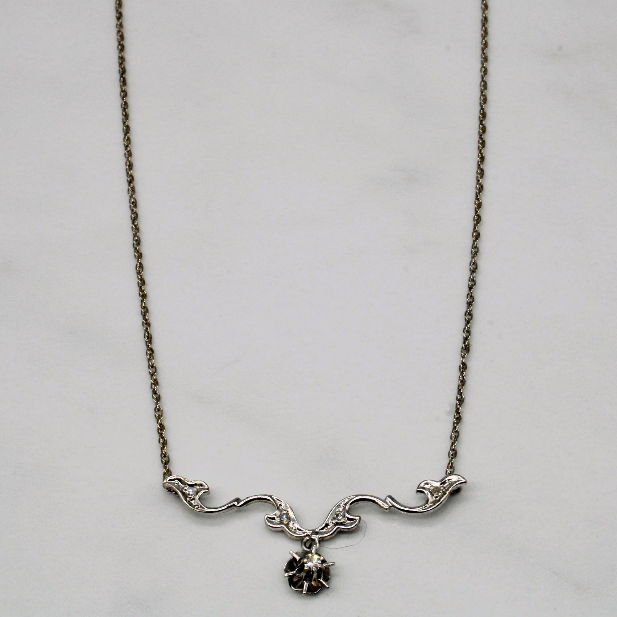 Diamond Accent 14k White Gold Necklace | 15