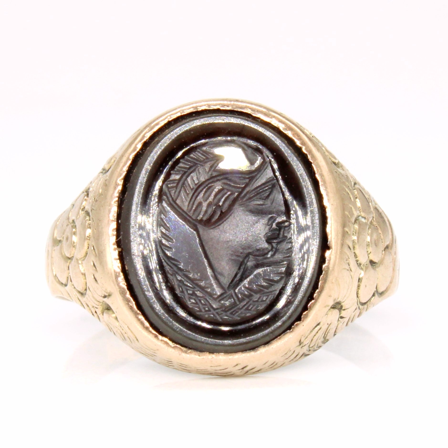Carved Onyx Intaglio 9k Ring | 2.30ct | SZ 4.75 |