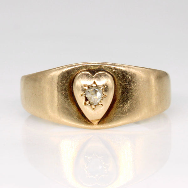 Antique Rose Cut Diamond Heart 14k Ring | 0.03ct | SZ 7.75 |