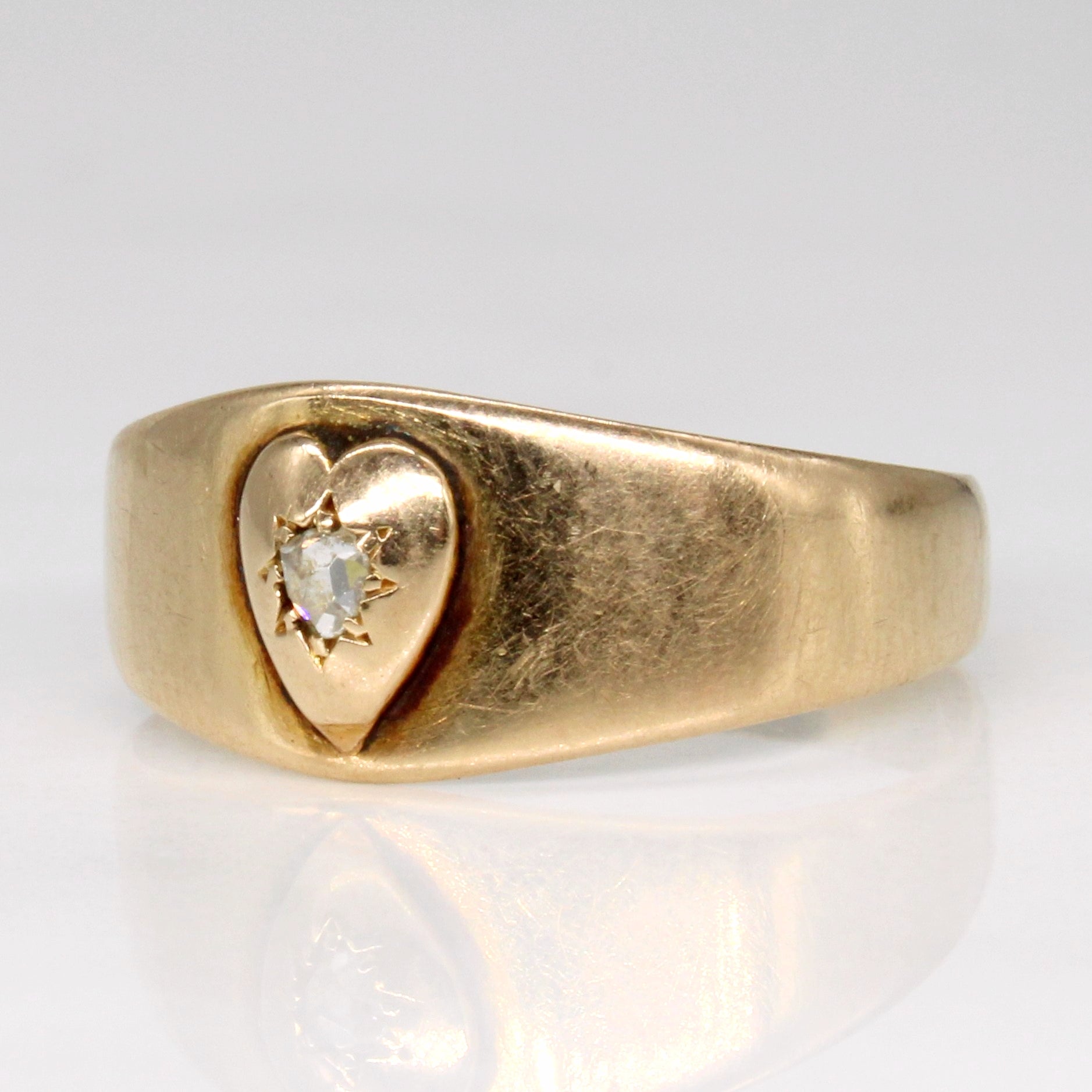 Antique Rose Cut Diamond Heart 14k Ring | 0.03ct | SZ 7.75 |