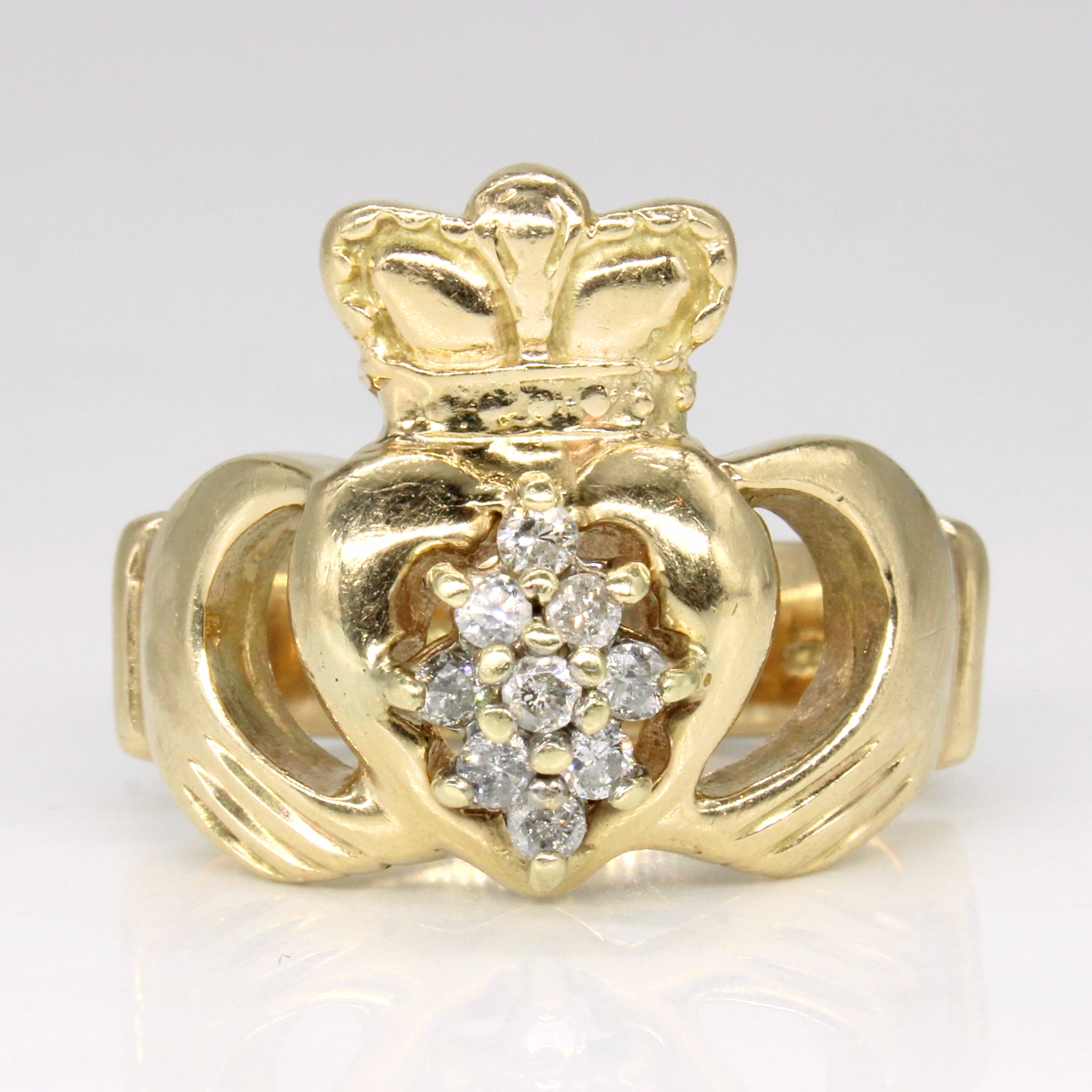 Diamond Claddagh 10k Ring | 0.20ctw | SZ 7.5 |