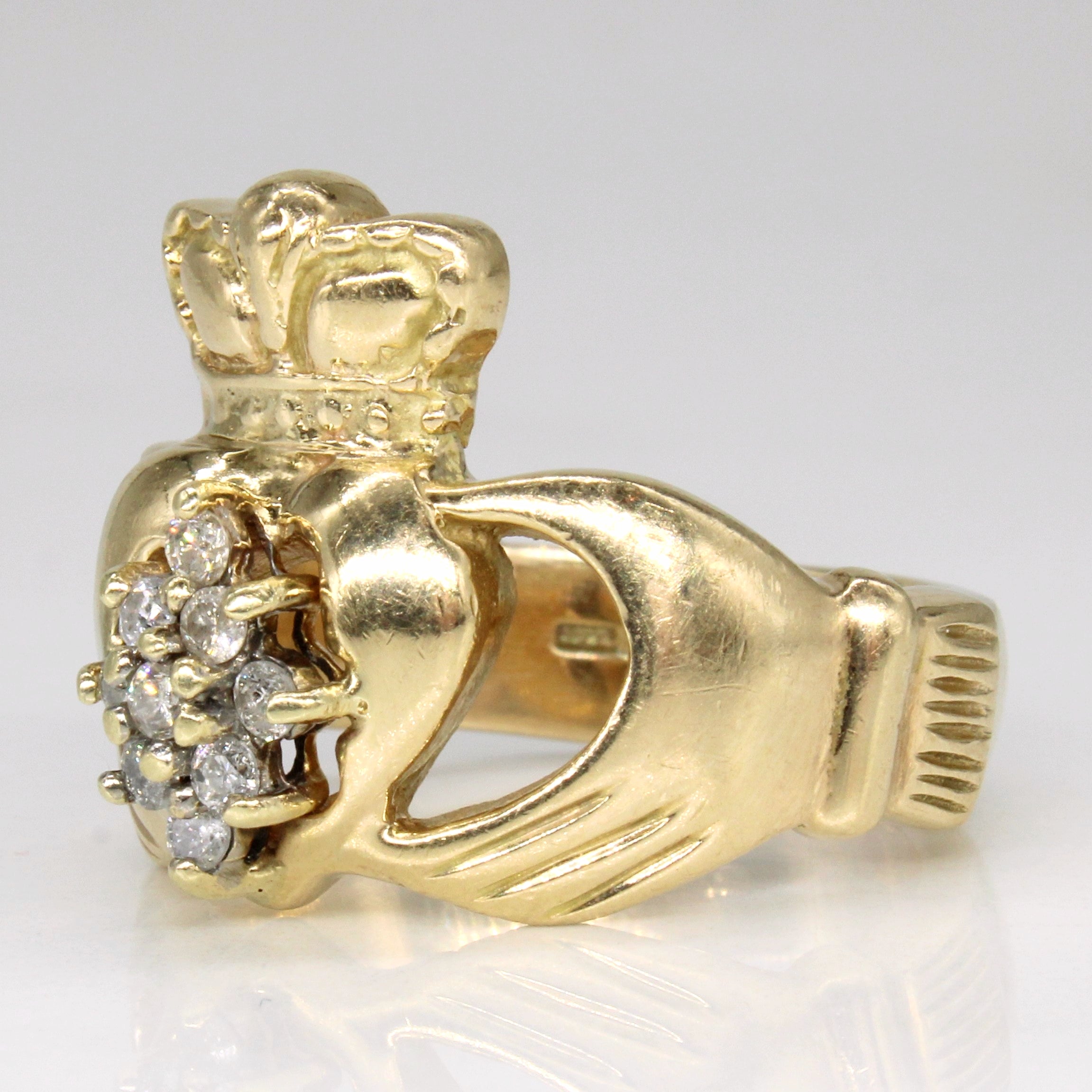 Diamond Claddagh 10k Ring | 0.20ctw | SZ 7.5 |