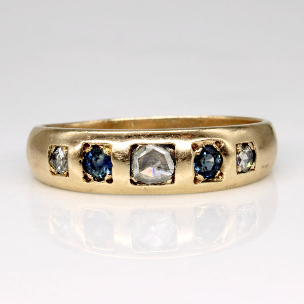 Rose Cut Diamond & Sapphire 18k Ring | 0.16ctw, 0.16ctw | SZ 9.5 |