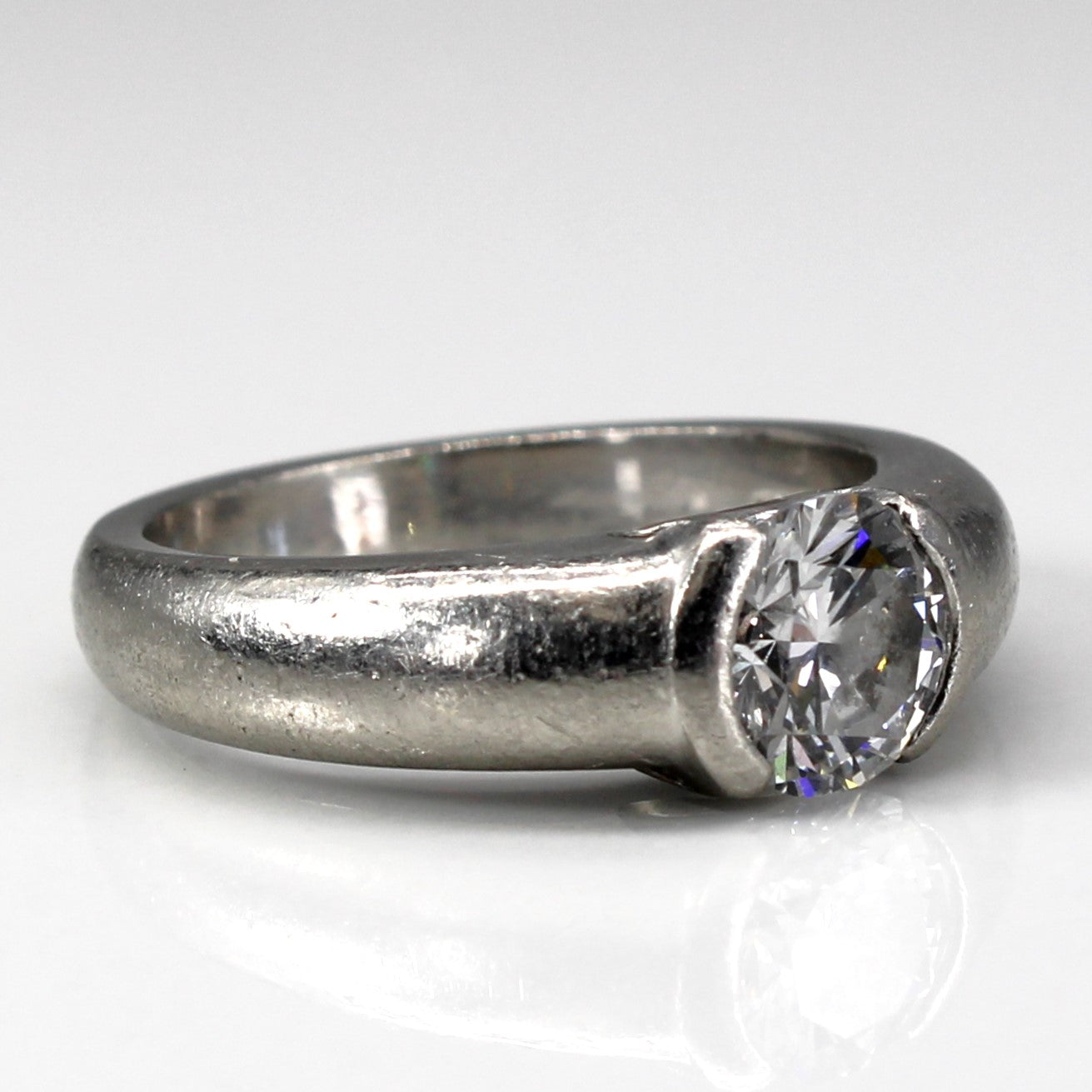 Platinum Semi Bezel Set Diamond Ring | 1.01ct VS2 H/I | SZ 5.5 |