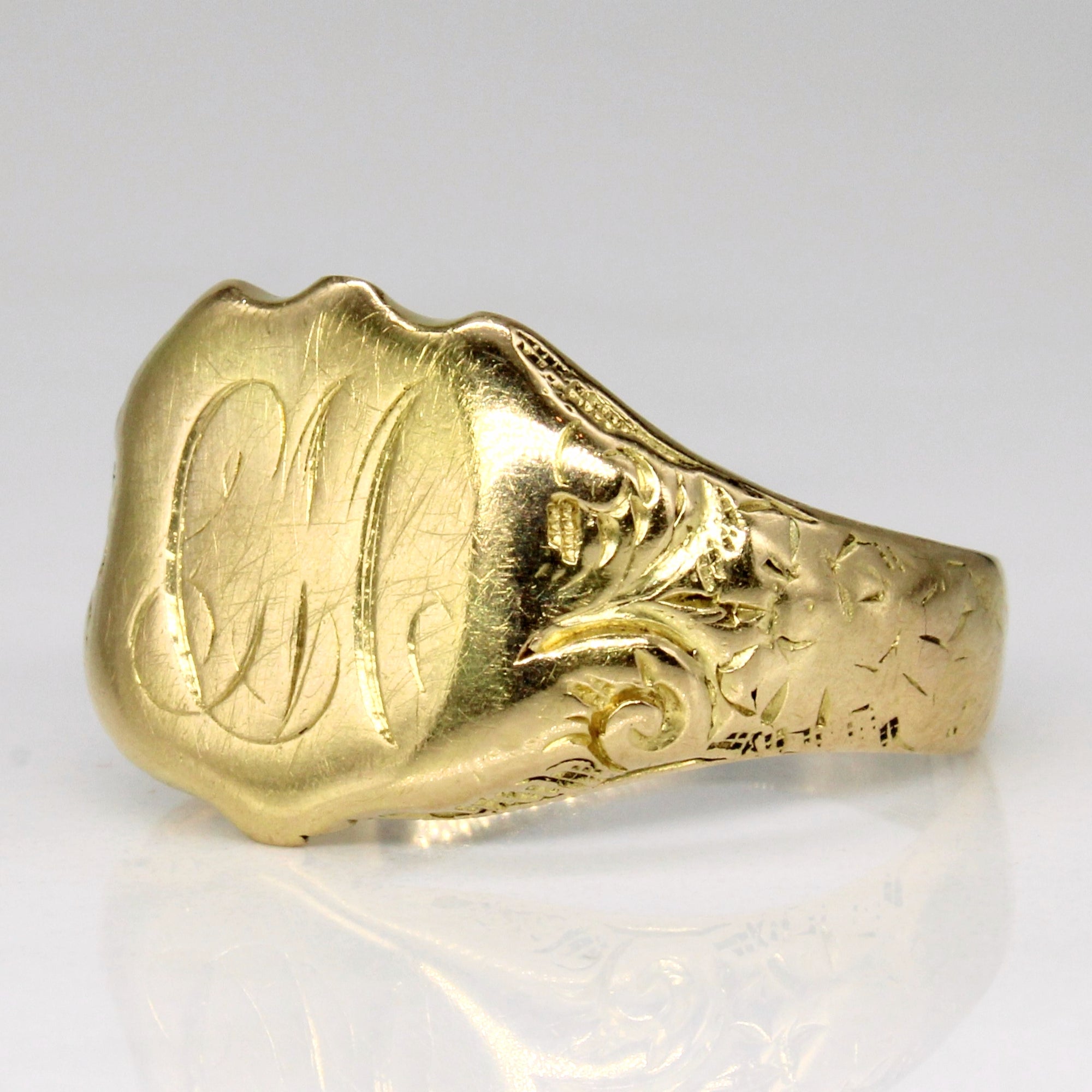 14k Yellow Gold Faded Initial Ring | SZ 9 |