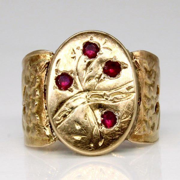 Synthetic Ruby Cocktail 18k Ring | 0.14ctw | SZ 6 |