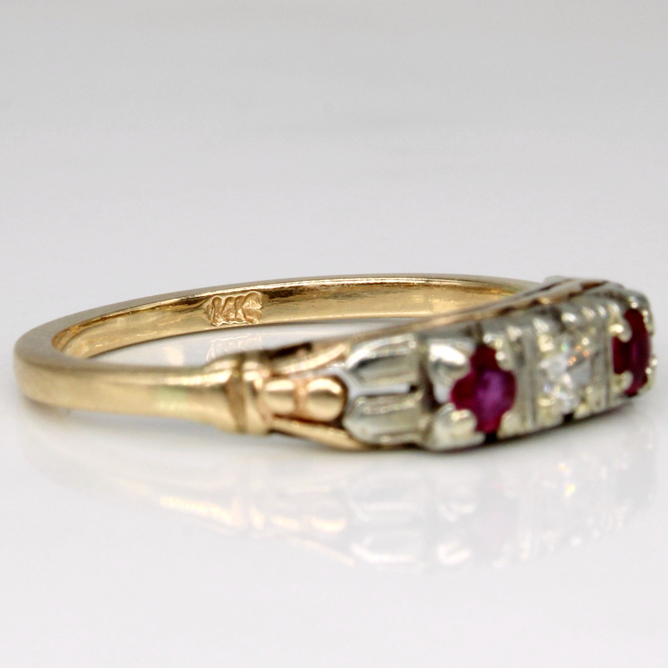 Synthetic Ruby & Diamond 14k Ring | 0.16ctw, 0.06ctw | SZ 6.5 |