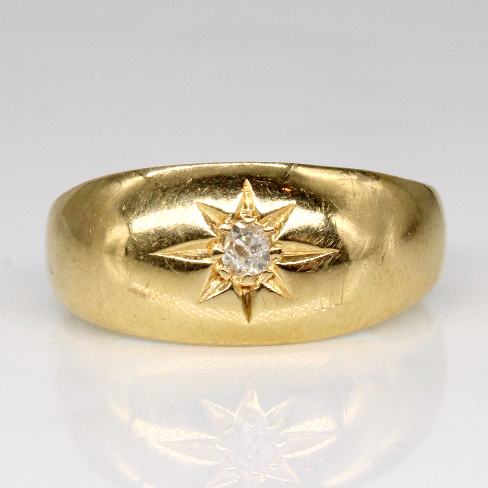 1909 Birmingham 18k Antique Cut Diamond Starburst Ring | 0.06ct | SZ 5.25 |