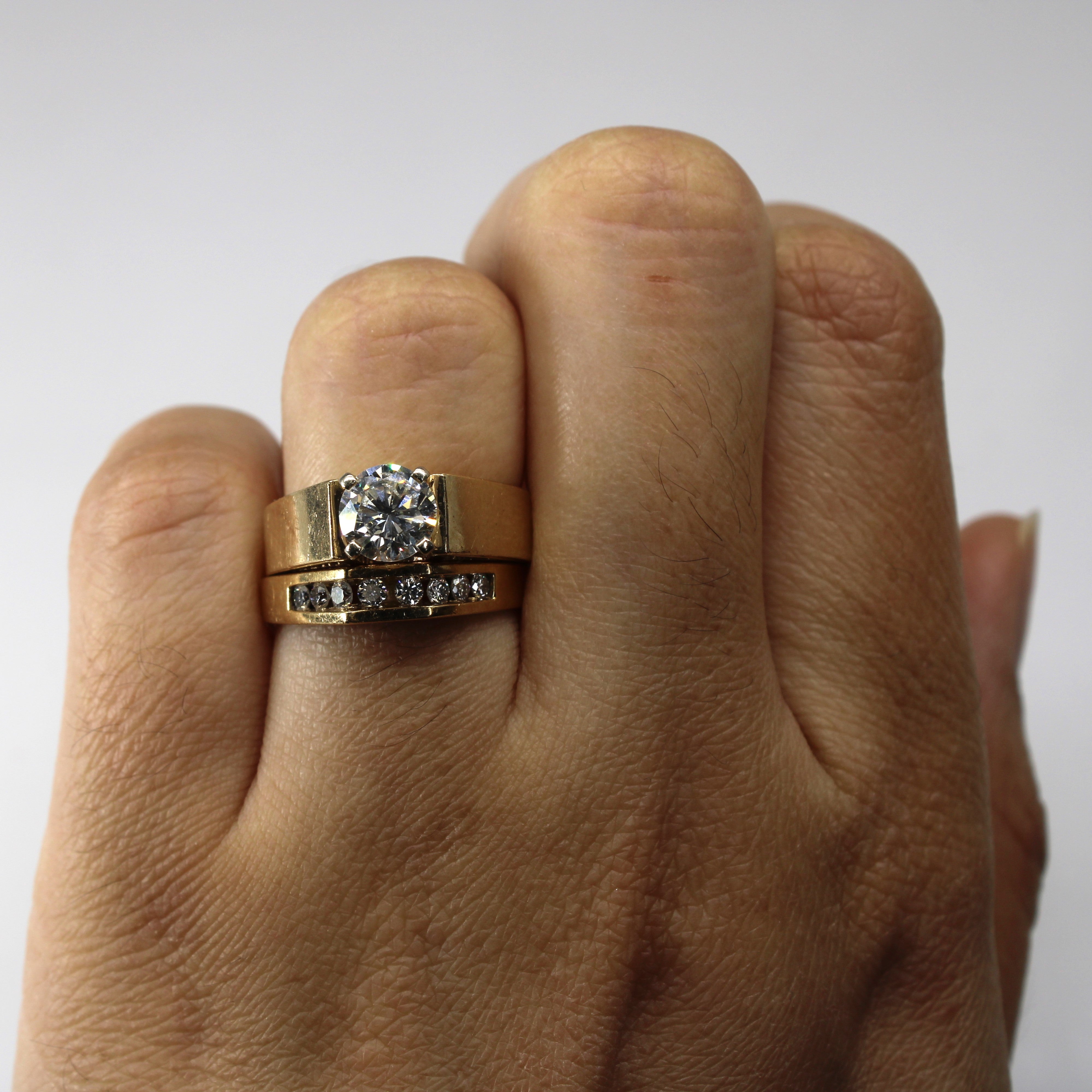 Bague de fiançailles solitaire avec alliance assortie | 1,25 ct SI2/I1 I/J | Taille 6,5 |
