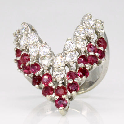 Ruby & Diamond Chevron Ring | 0.57ctw, 0.48ctw | SZ 4.25 |