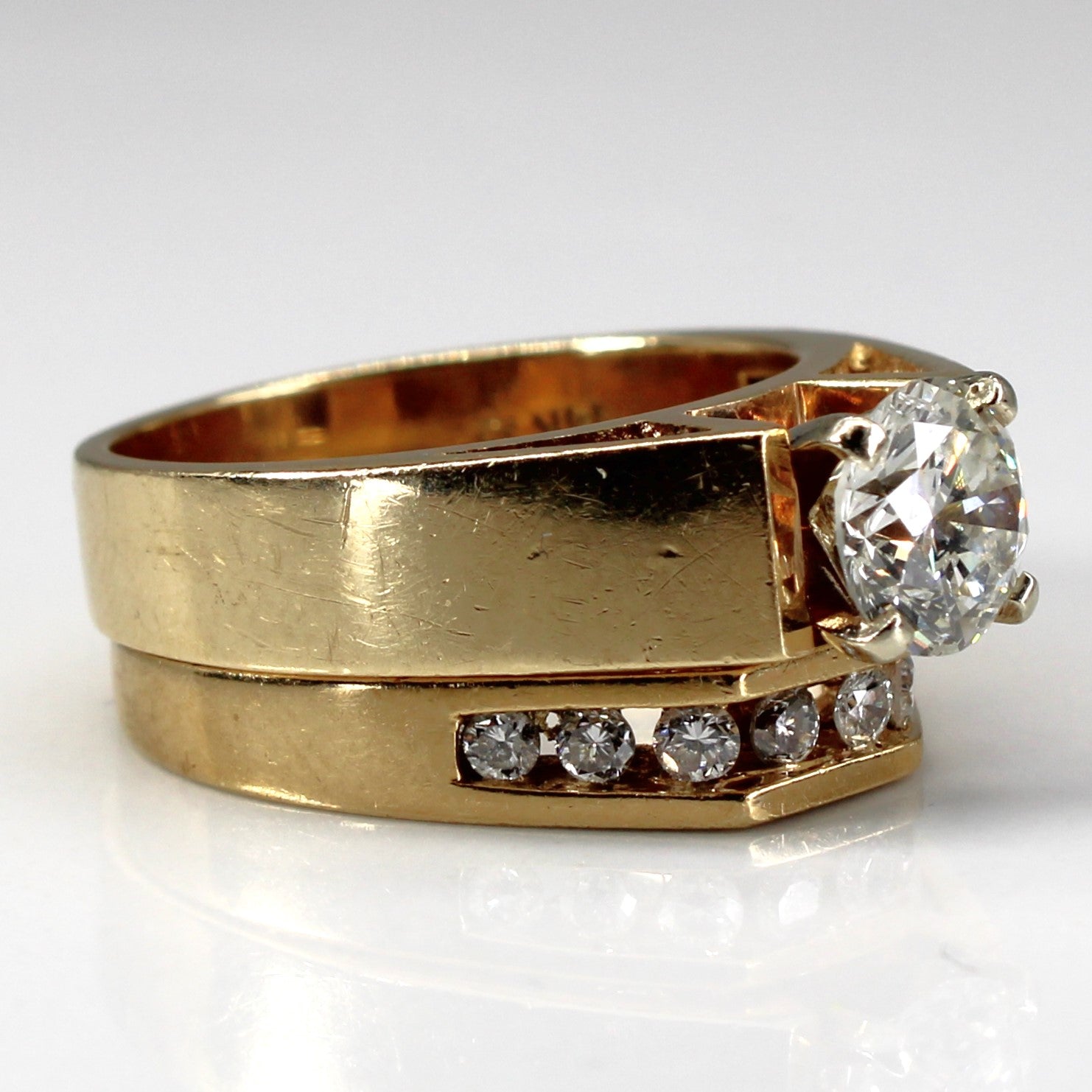 Bague de fiançailles solitaire avec alliance assortie | 1,25 ct SI2/I1 I/J | Taille 6,5 |