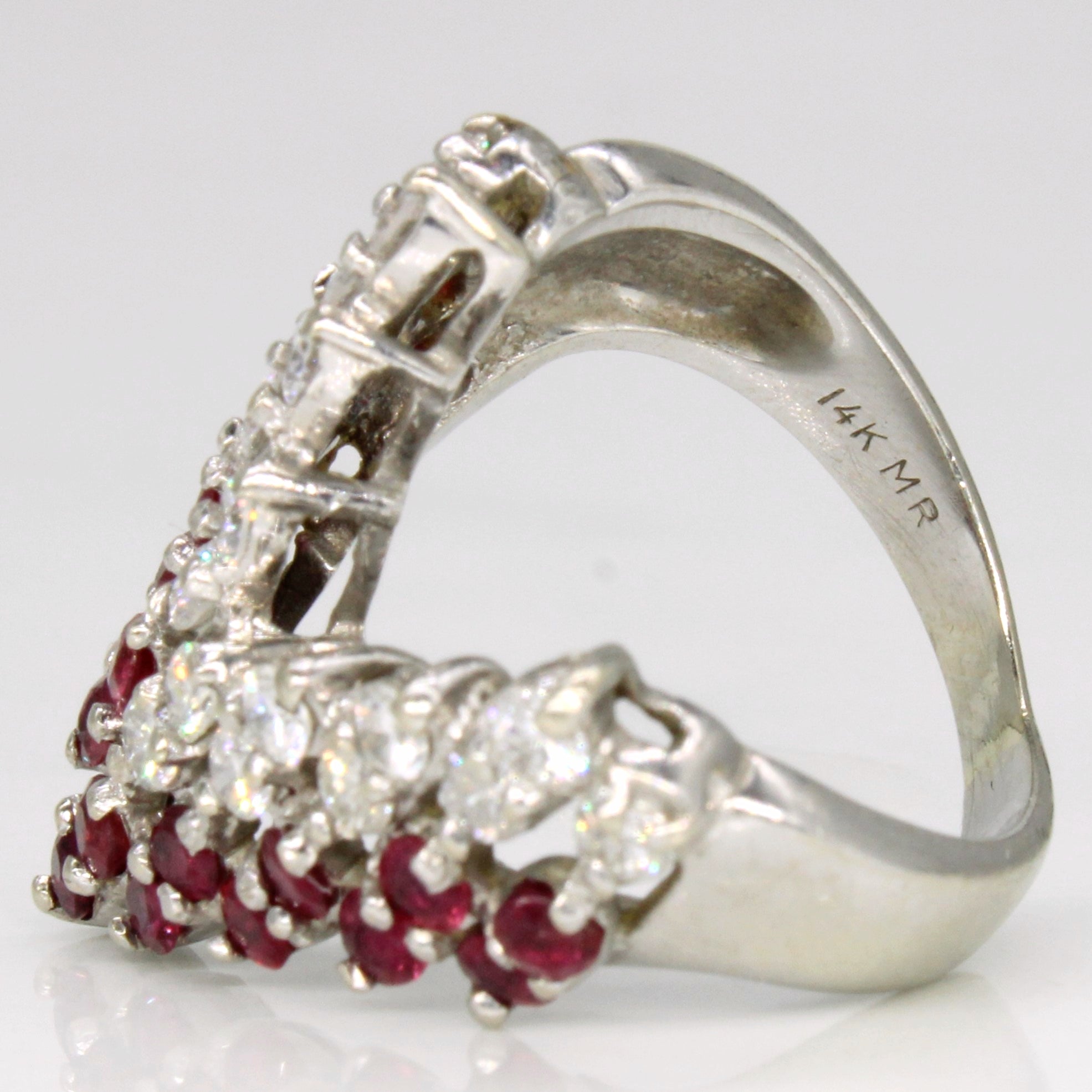 Ruby & Diamond Chevron Ring | 0.57ctw, 0.48ctw | SZ 4.25 |