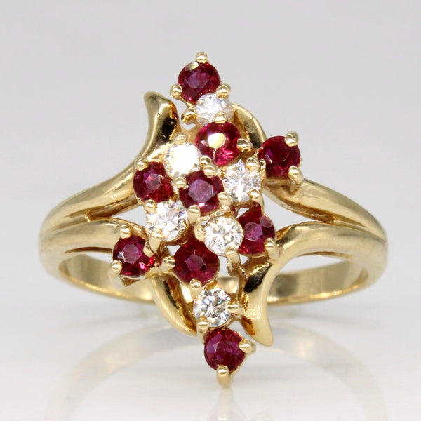 Ruby & Diamond Cocktail Ring | 0.36ctw, 0.15ctw | SZ 7.25 |