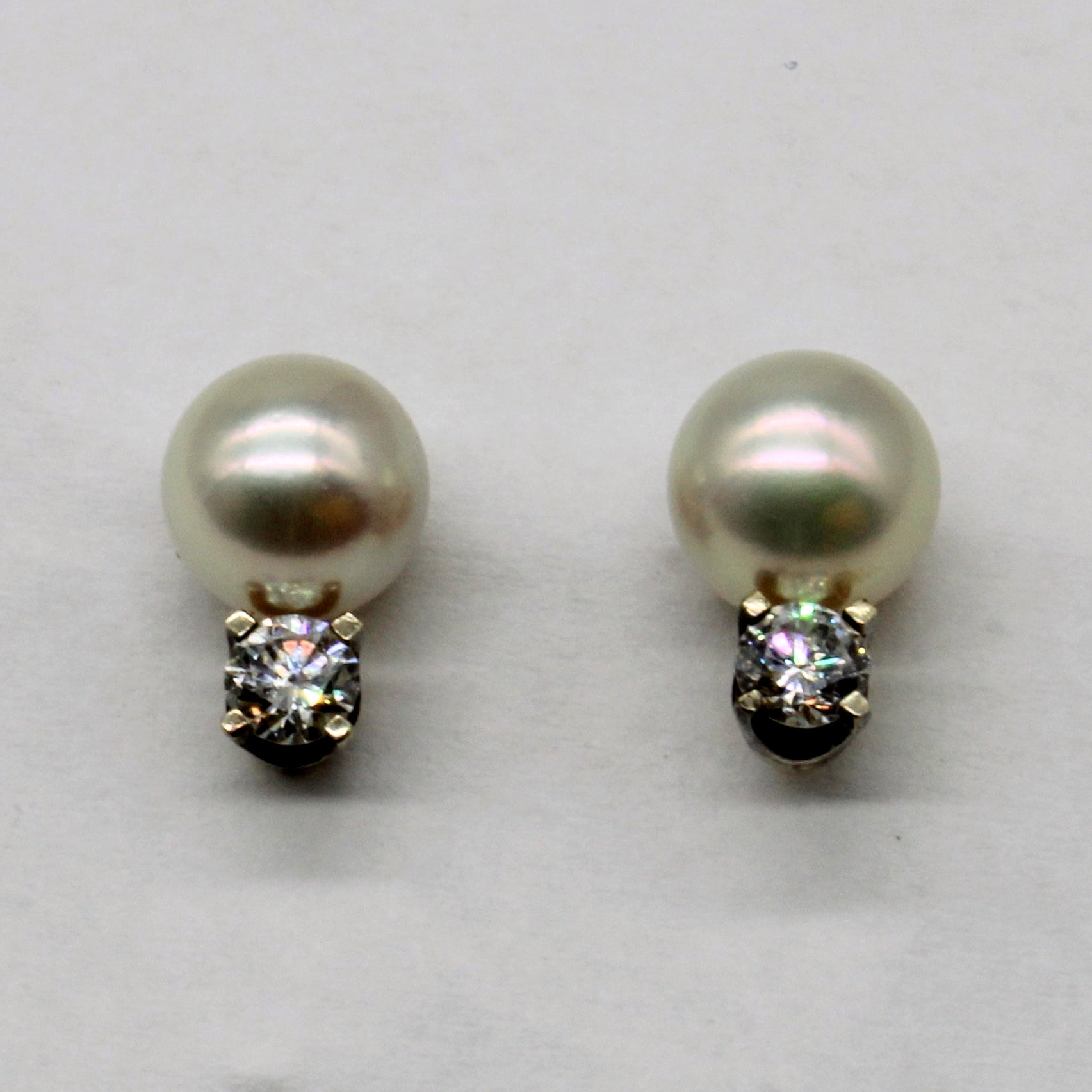 Pearl & Diamond 14k Yellow and White Gold Earrings| 0.32ctw, 4 ctw |