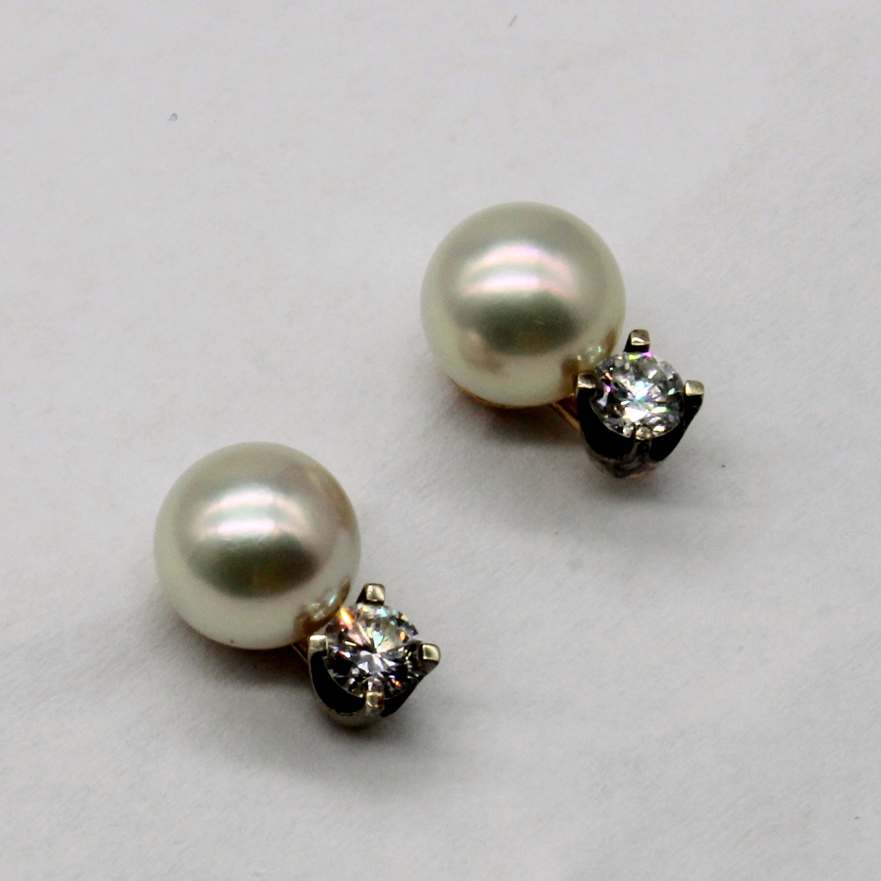 Pearl & Diamond 14k Yellow and White Gold Earrings| 0.32ctw, 4 ctw |