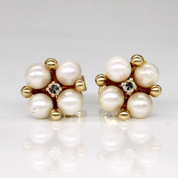 Pearl & Diamond Earrings | 0.03ctw |