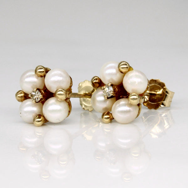 Pearl & Diamond Earrings | 0.03ctw |