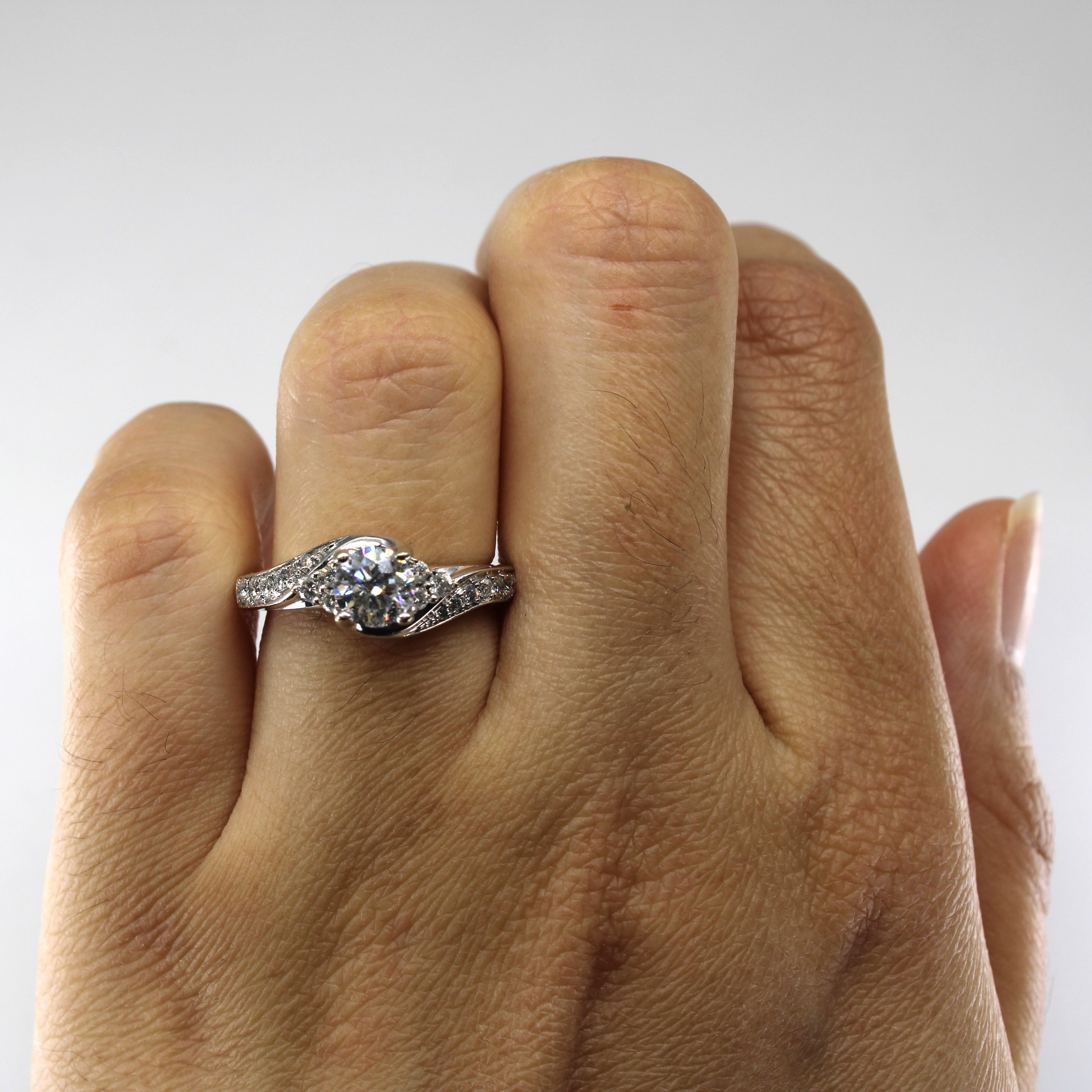 Bypass Diamond Engagement Ring | 0.89ctw I2 H | SZ 5 |