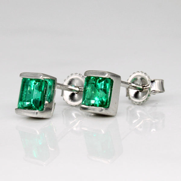 Synthetic Emerald Earrings | 0.60ctw |
