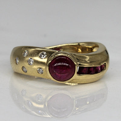Ruby & Diamond Abstract Ring | 1.06ctw, 0.03ctw | SZ 6.5 |