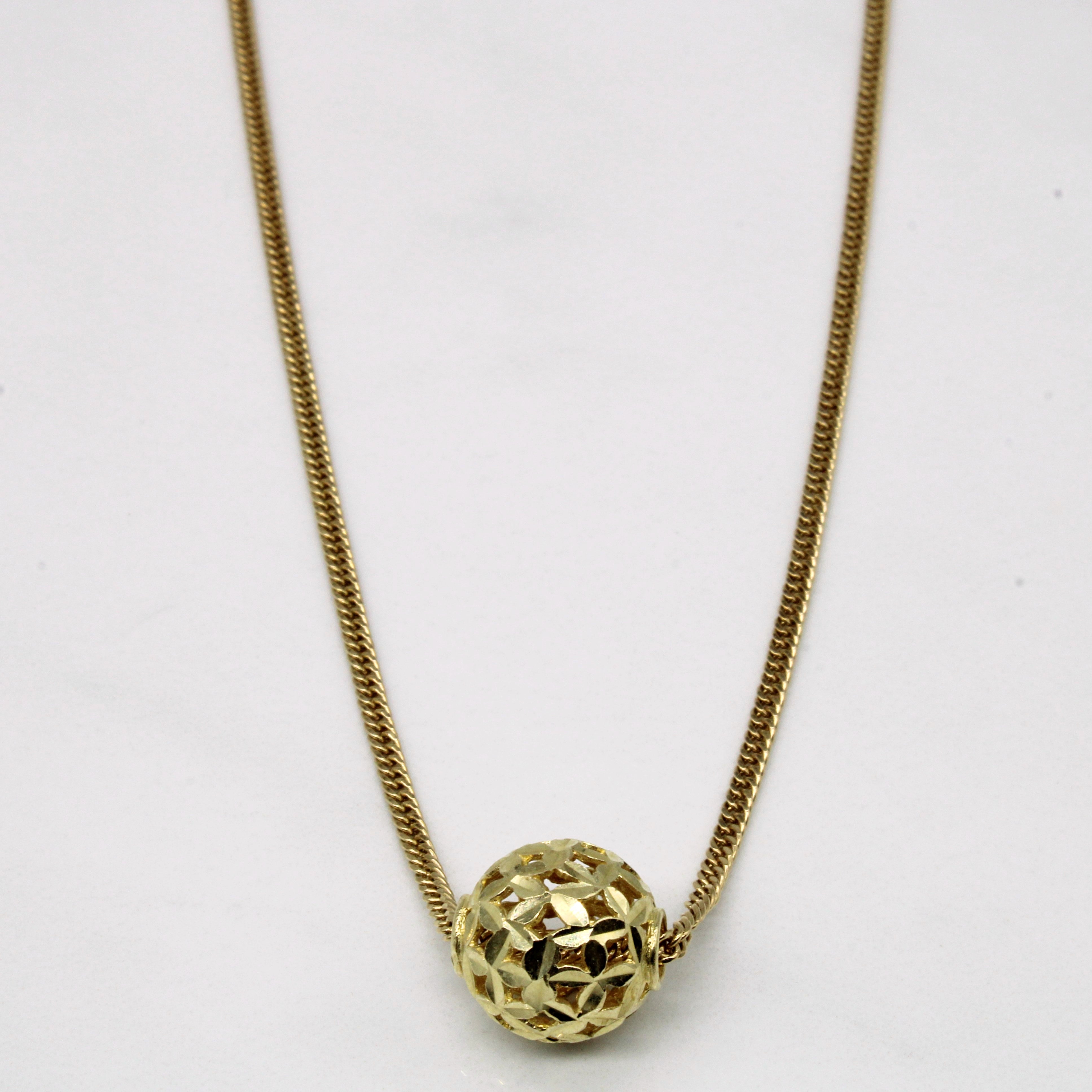 10k Yellow Gold Lattice Sphere Necklace | 18" |