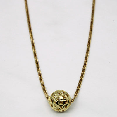 10k Yellow Gold Lattice Sphere Necklace | 18