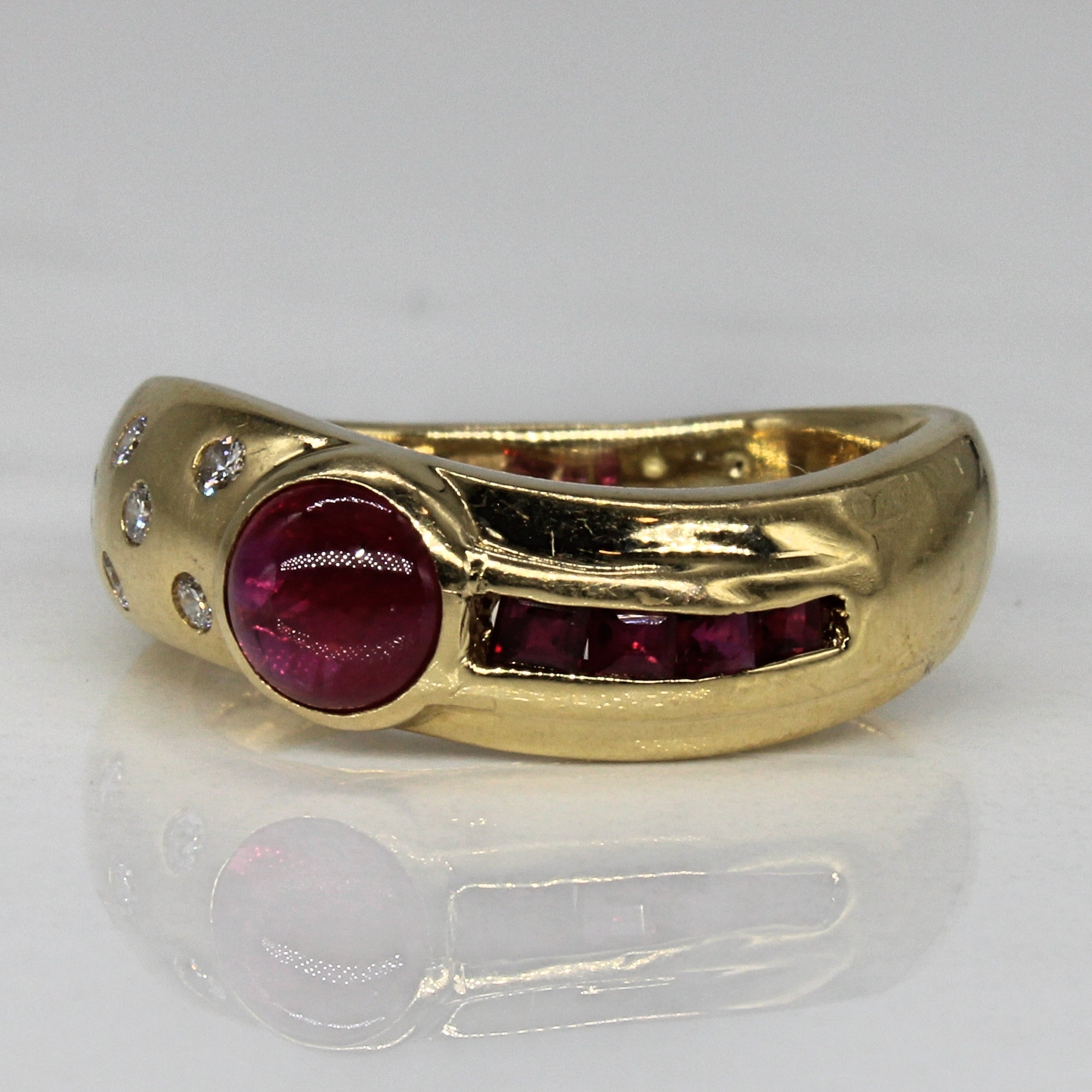 Ruby & Diamond Abstract Ring | 1.06ctw, 0.03ctw | SZ 6.5 |