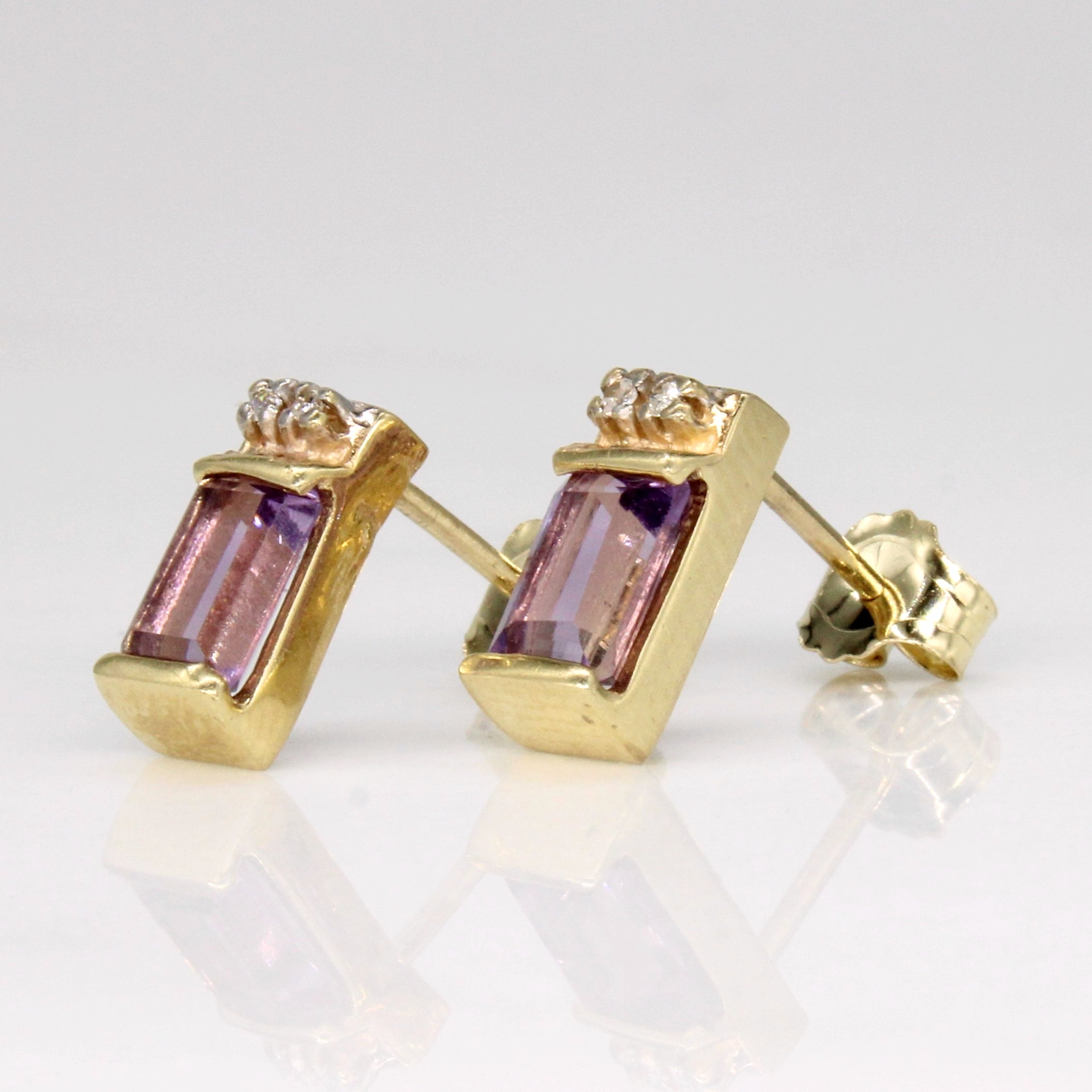 Amethyst & Diamond Earrings | 0.80ctw, 0.03ctw |