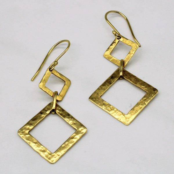 18k Yellow Gold Geometric Drop Earrings