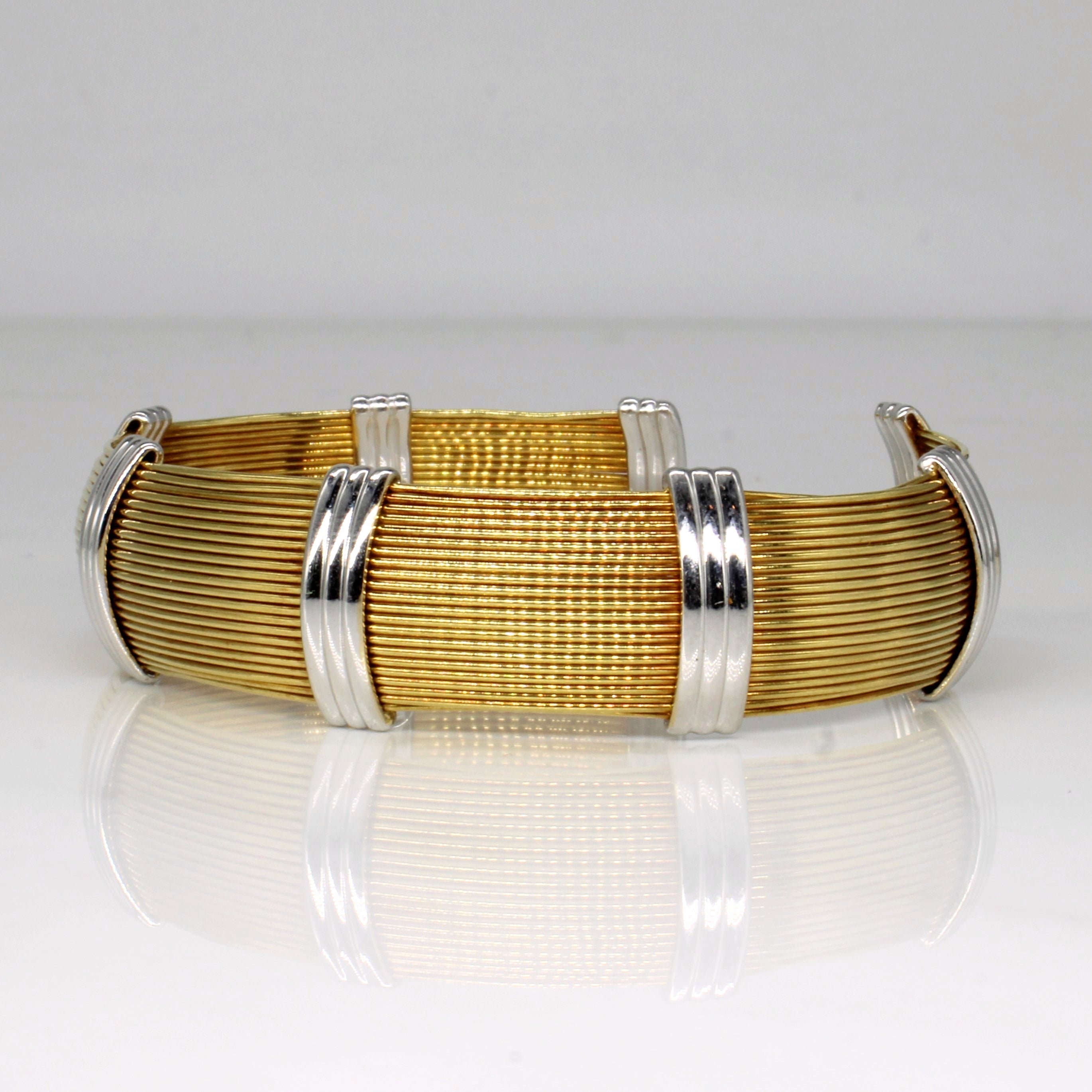 18k Two Tone Gold Bangle | 6.5" |