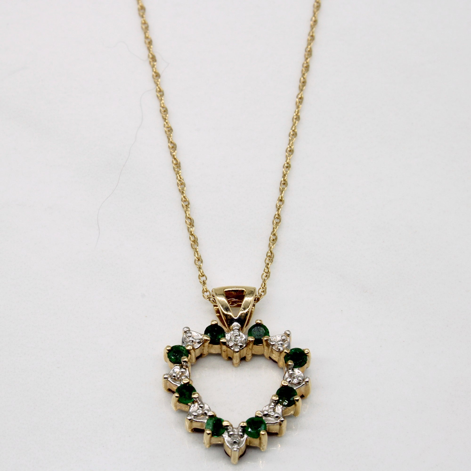 Ruby and Emerald with Diamond Double Sided Heart Pendant Necklace | 0.68ctw | 16