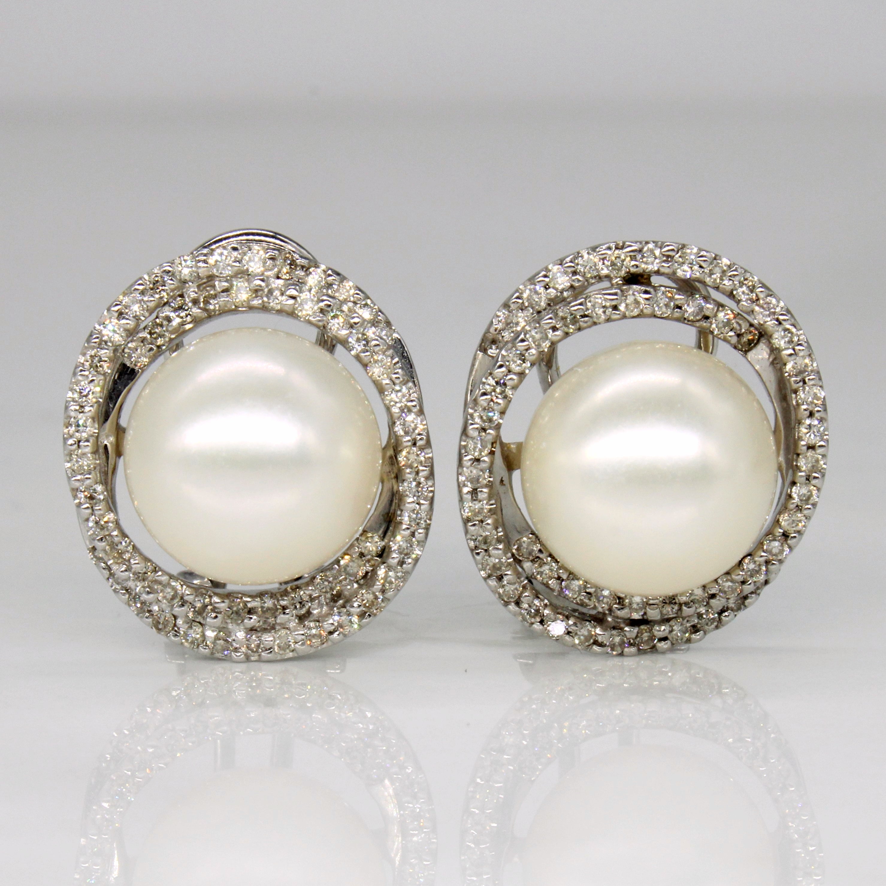 Pearl & Diamond Earrings | 0.55ctw |