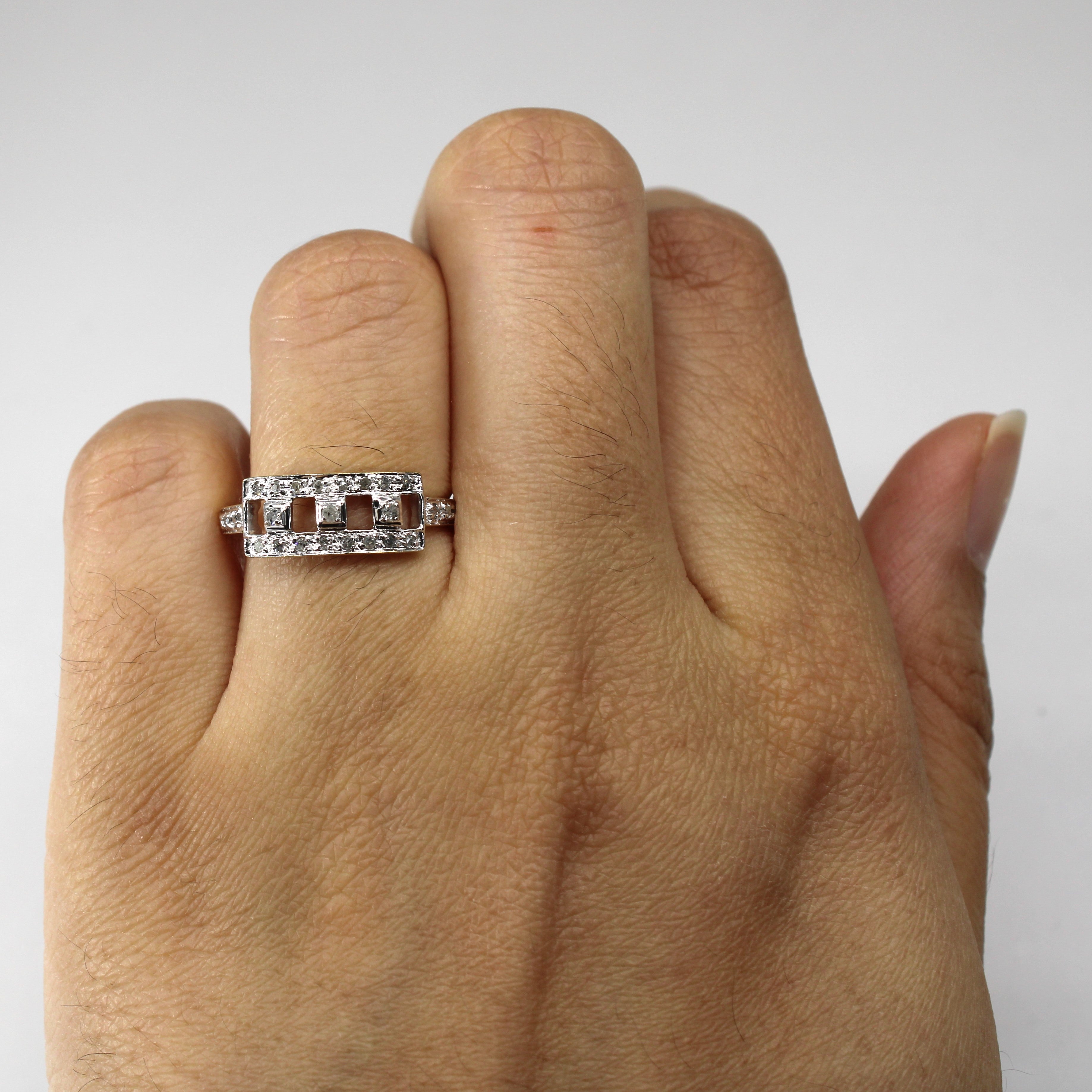 Textured Open Work Diamond Ring | 0.28ctw | SZ 6.5 |