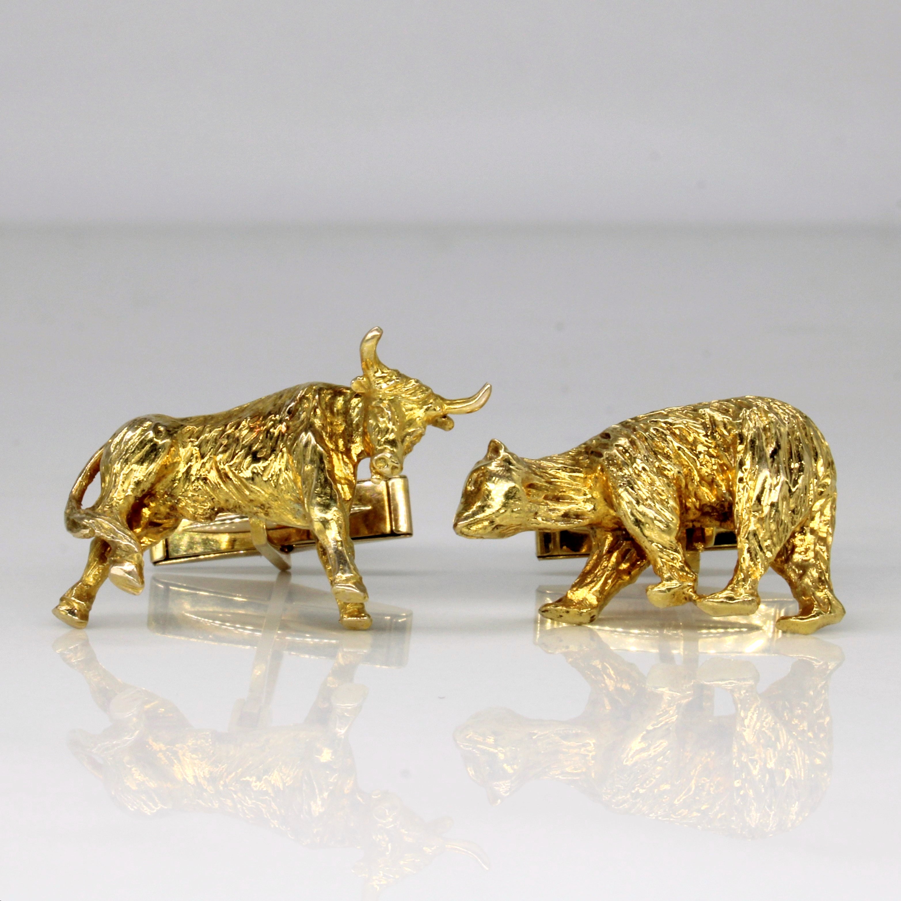 10k Yellow Gold Bull & Bear Cufflinks