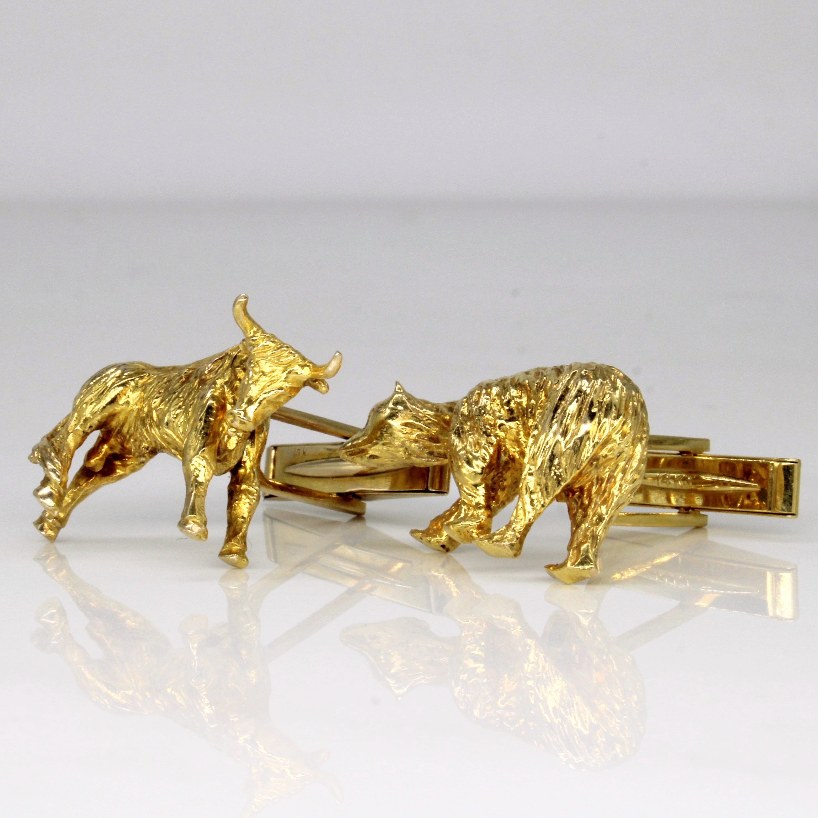 10k Yellow Gold Bull & Bear Cufflinks