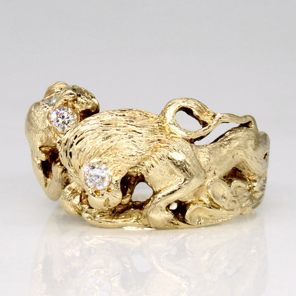 Diamond Twin Lion Ring | 0.20ctw | SZ 7.75 |