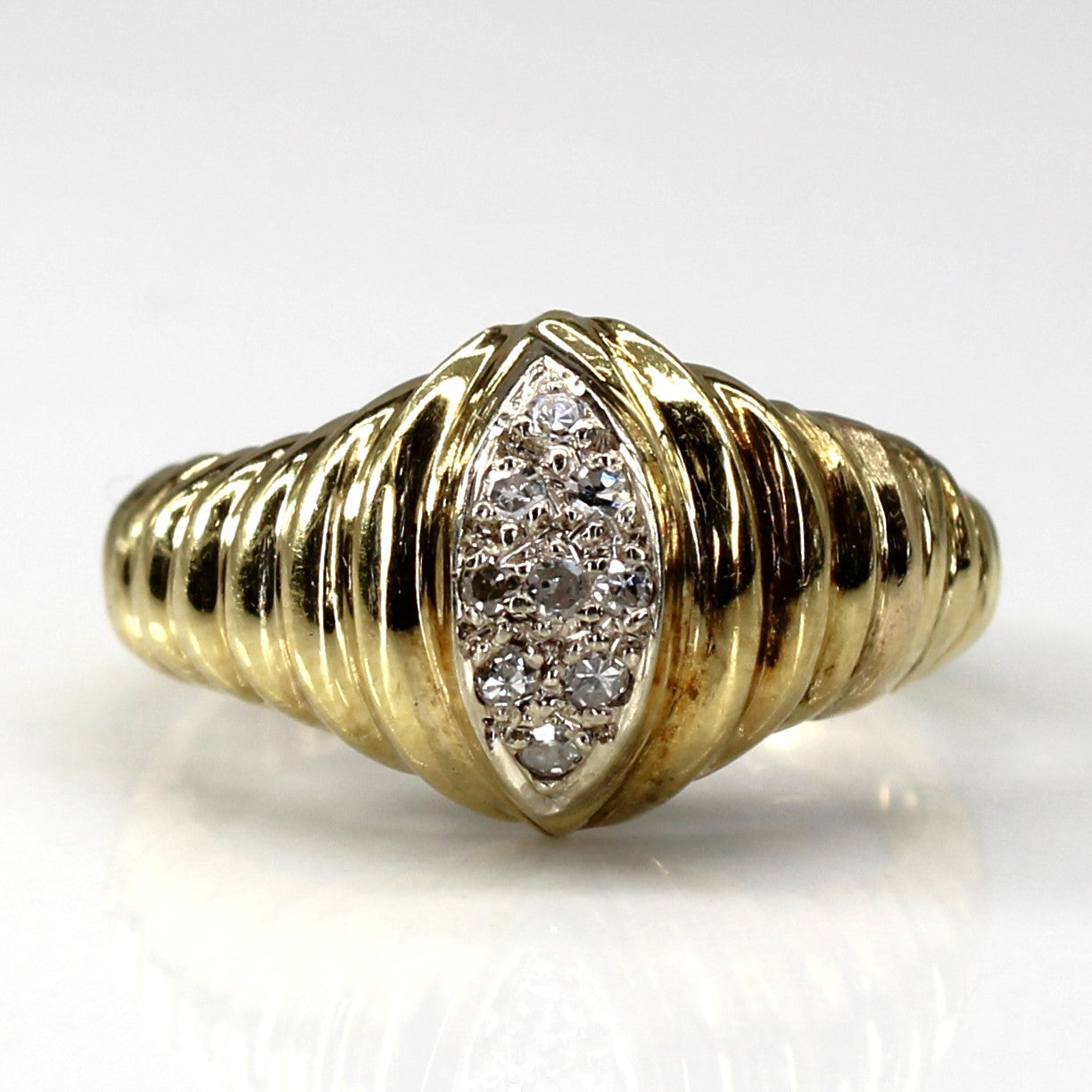 Cluster Diamond Textured Gold Ring | 0.11ctw | SZ 4.25 |