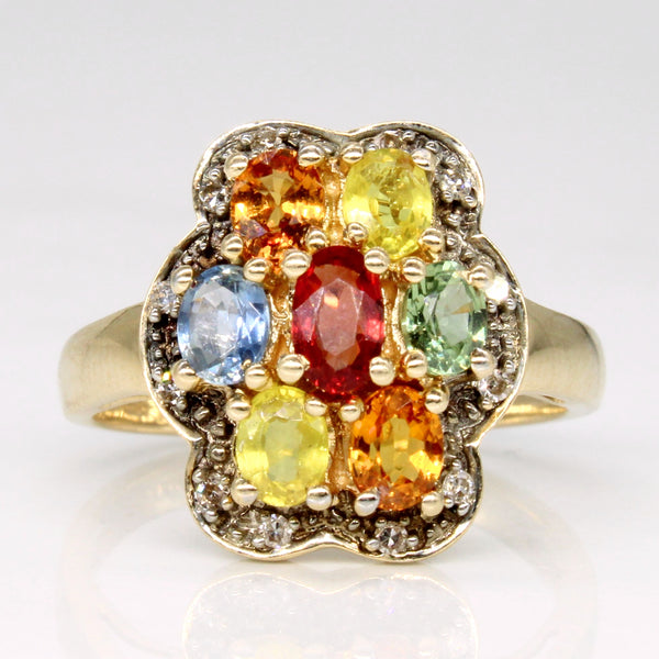 Multi Gem Cocktail Ring | 0.96ctw | SZ 6.75 |