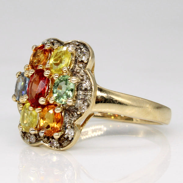 Multi Gem Cocktail Ring | 0.96ctw | SZ 6.75 |