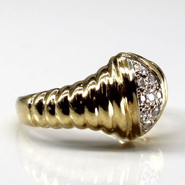 Cluster Diamond Textured Gold Ring | 0.11ctw | SZ 4.25 |