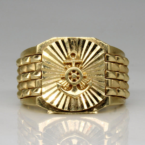 18k Yellow Gold Anchor Ring | SZ 8.5 |