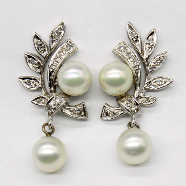 Pearl & Diamond Earrings | 0.16ctw |