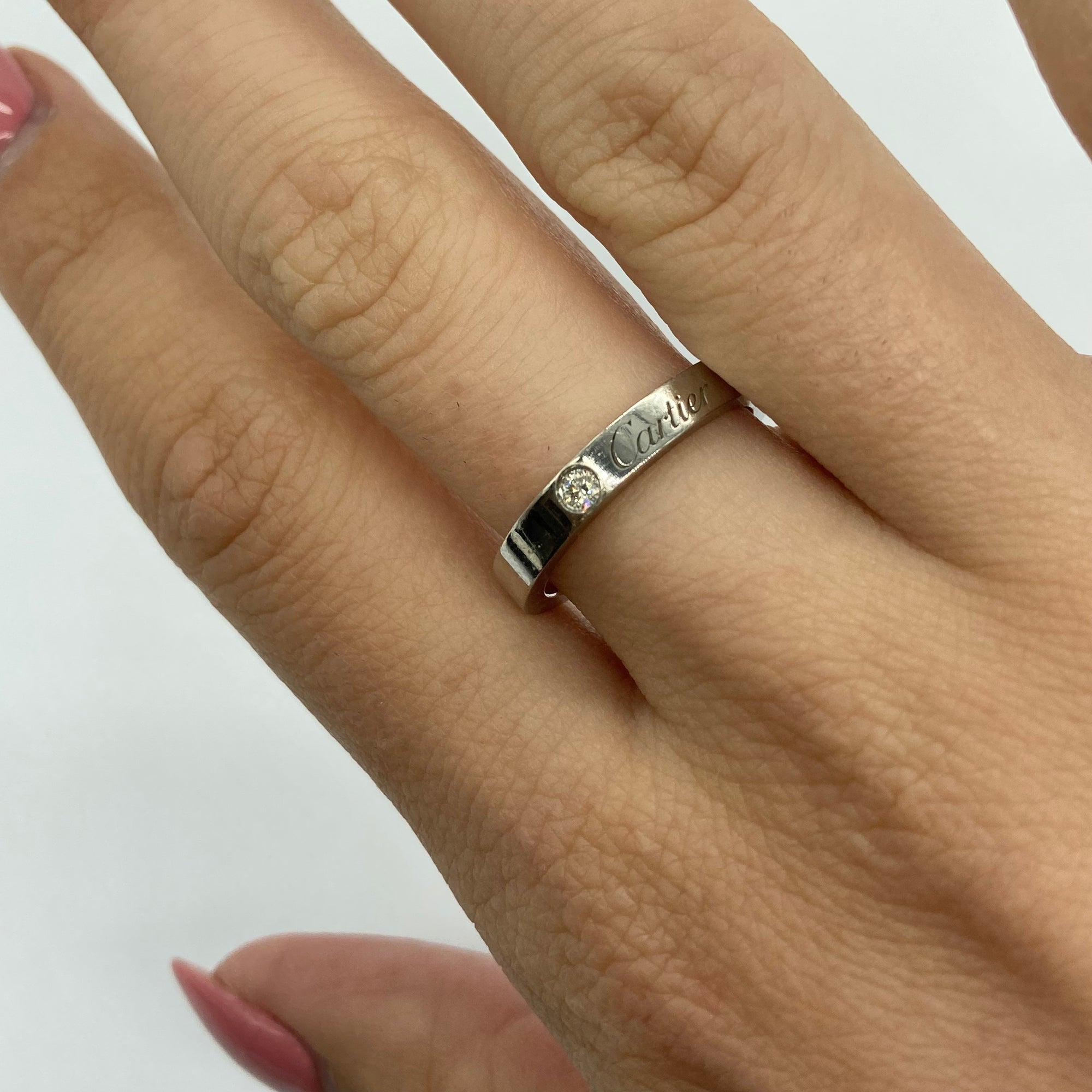 Cartier C de Cartier Diamond Ring in Platinum Sz 6 100 Ways