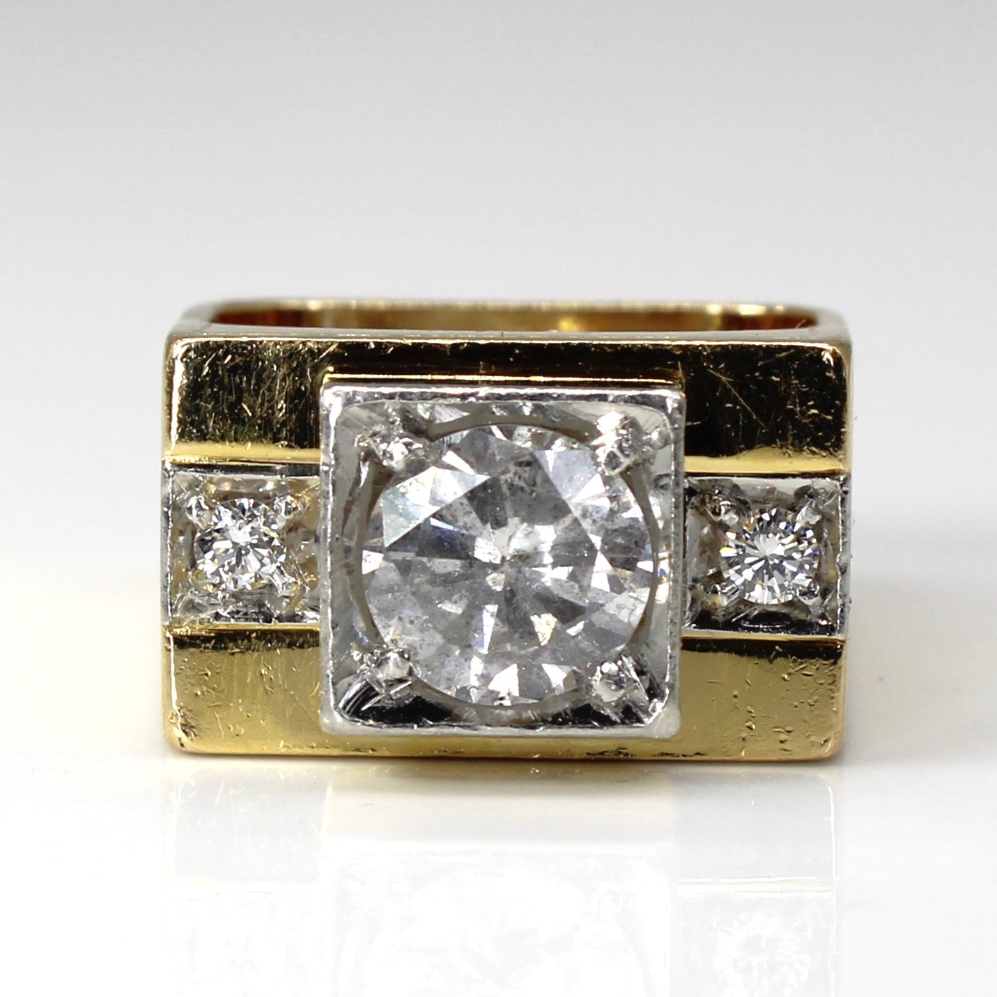 18k and Platinum Three Stone Diamond Ring | 2.17ctw I3 H/I | SZ 8 |